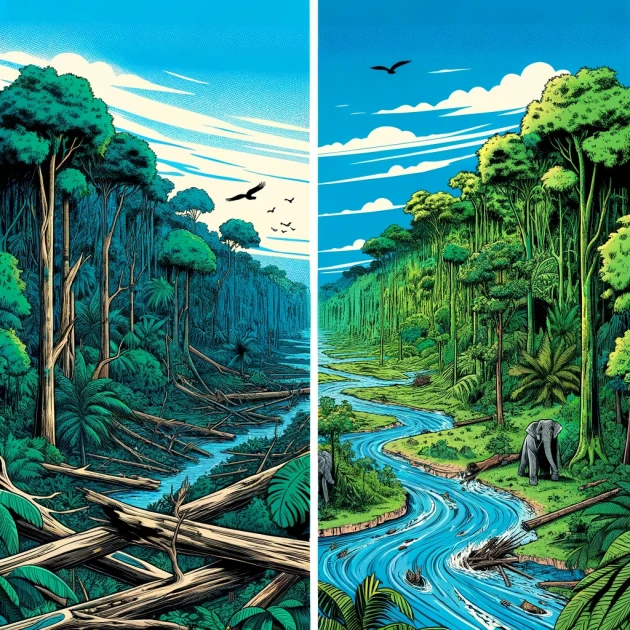 Impact de la déforestation sur les habitats des espèces menacées en Amazonie